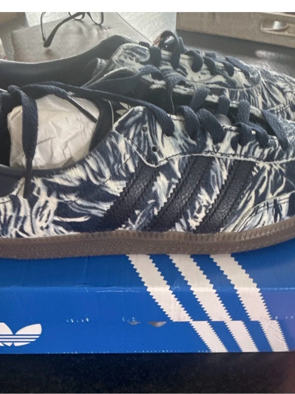 adidas Samba 10 W OG W Night Indigo/Off White Animal Print Fur Low Top